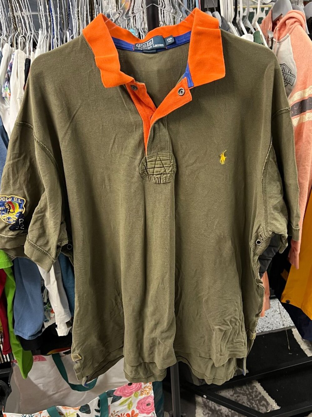 VTG Polo Ralph Lauren Shirt Men’s 2XLB Green Indian Canoe Kayak Club 32 RL Patch